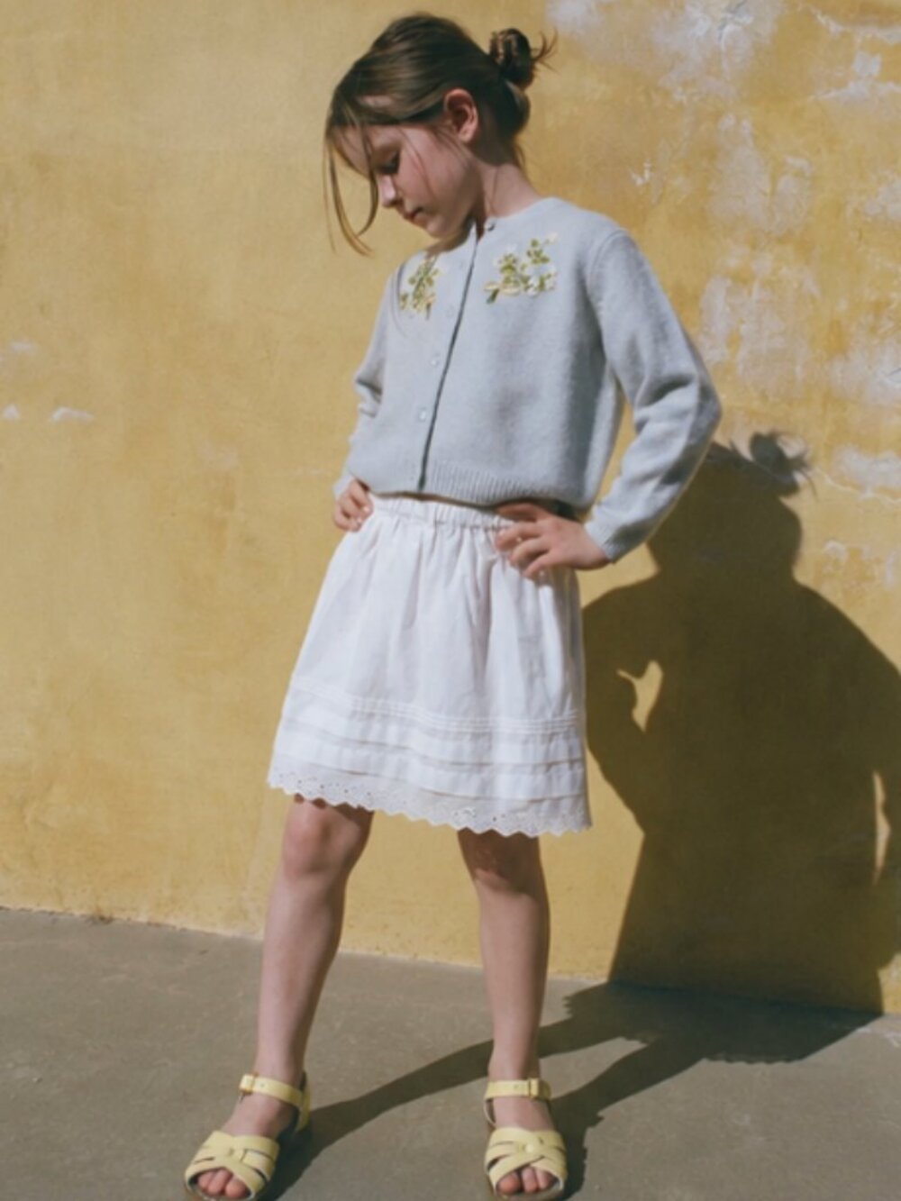 ❤️ DOEN LITTLE GIRLS SEBASTIANE SKIRT WHITE SALT 7 8 EMBROIDERED COTTON NWT